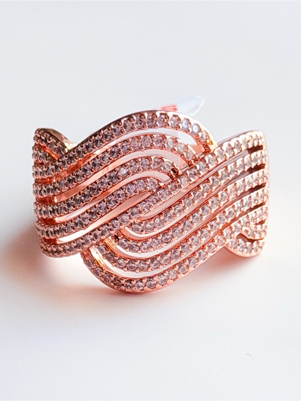 Bomb Party Dazzling Defiance Rose Gold CZ Statement Ring Size 10